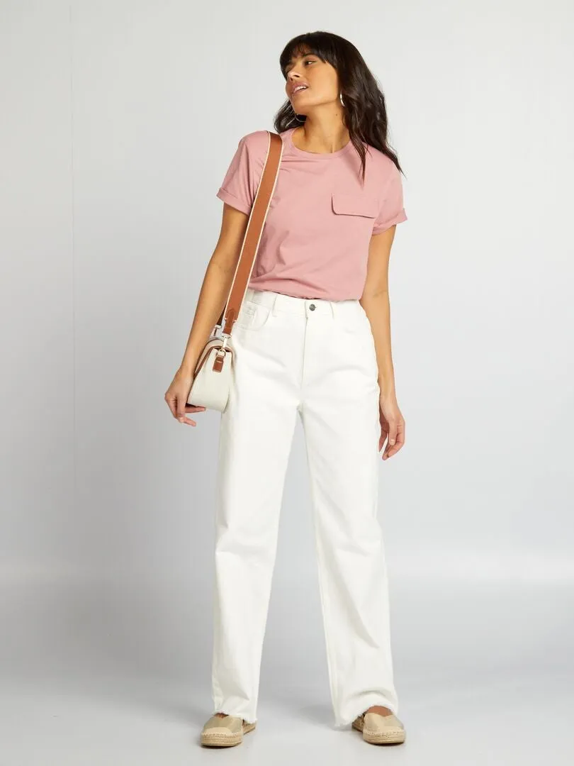 CAMISETA DE MANGA CORTA CON BOLSILLO EN EL PECHO  ROSA
