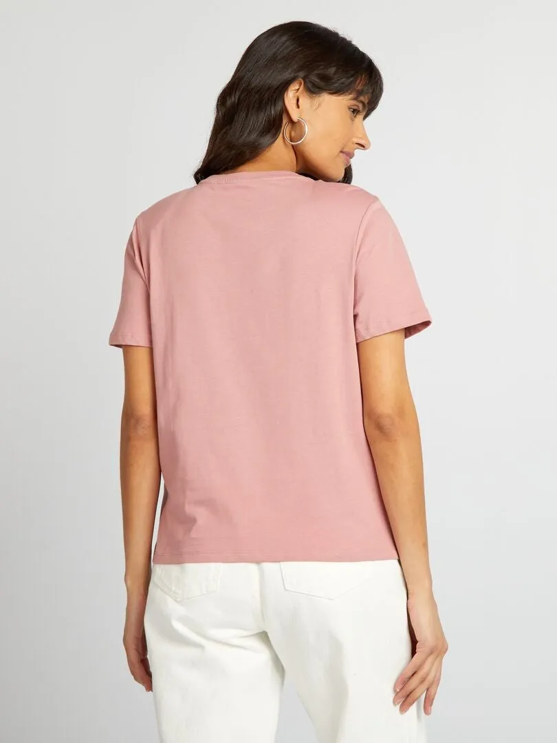 CAMISETA DE MANGA CORTA CON BOLSILLO EN EL PECHO  ROSA