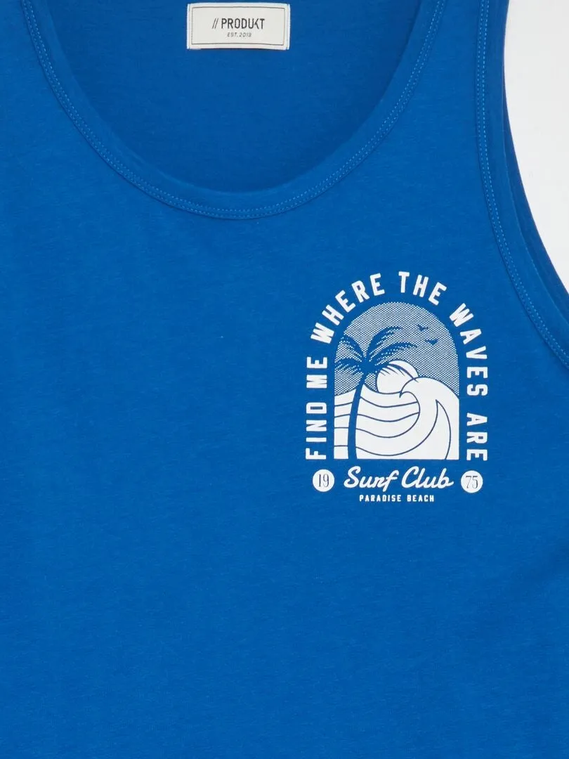 CAMISETA DE PUNTO DE TIRANTES  AZUL
