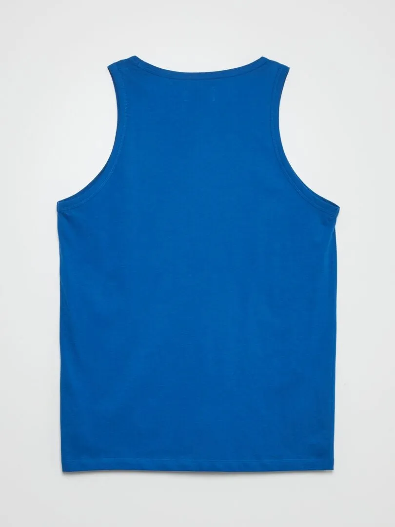 CAMISETA DE PUNTO DE TIRANTES  AZUL
