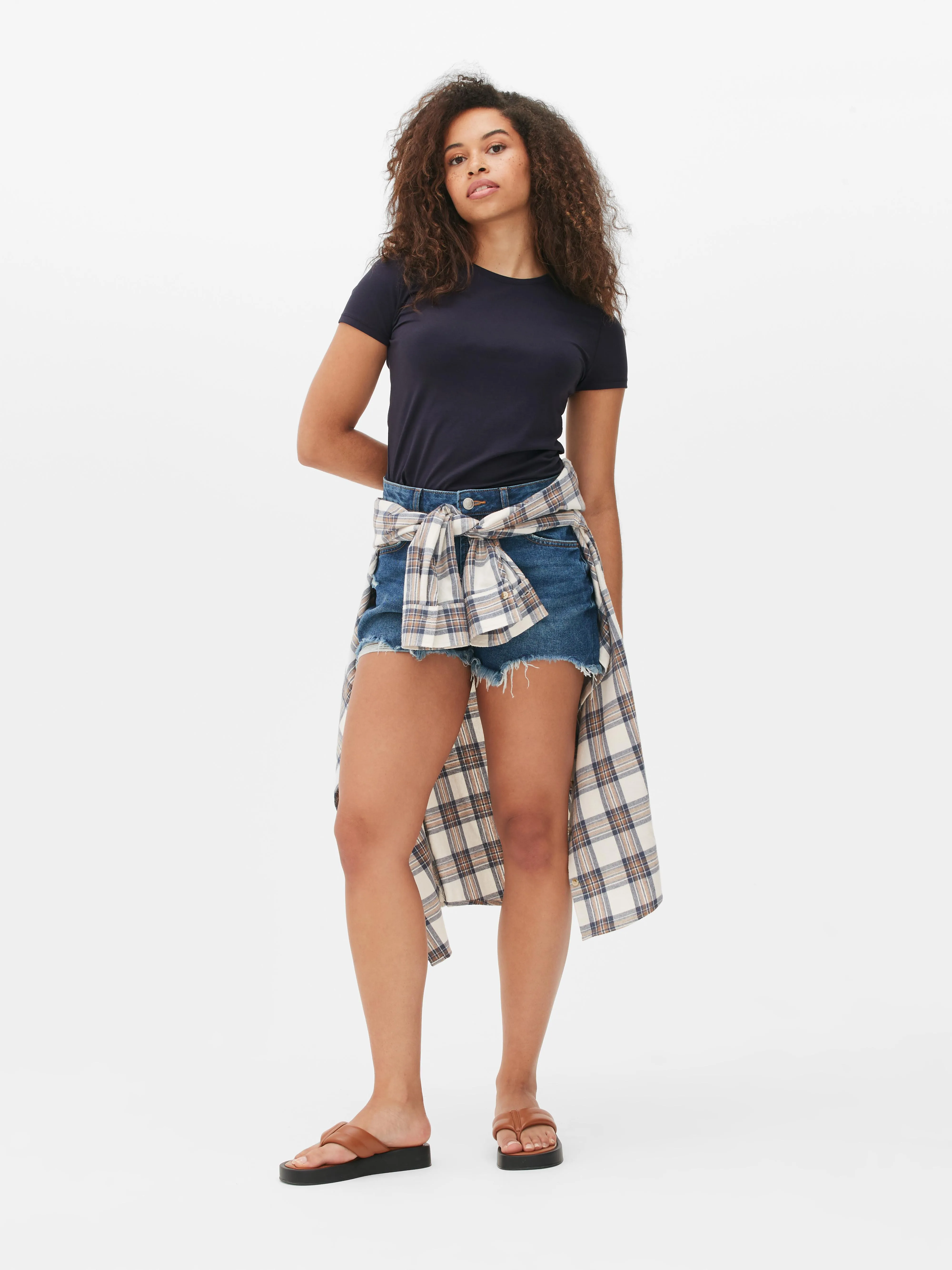 Camiseta elástica con cuello redondo