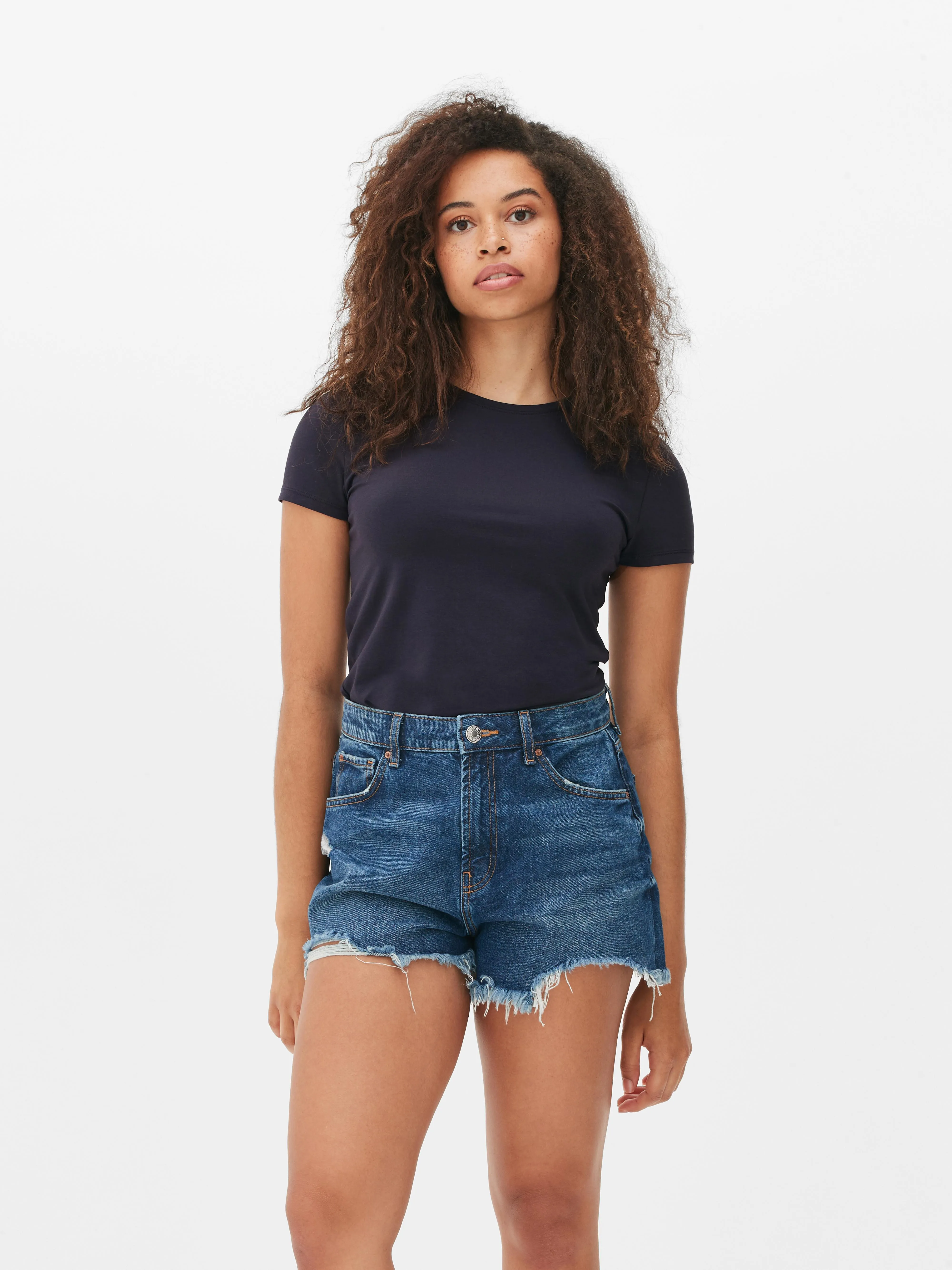 Camiseta elástica con cuello redondo