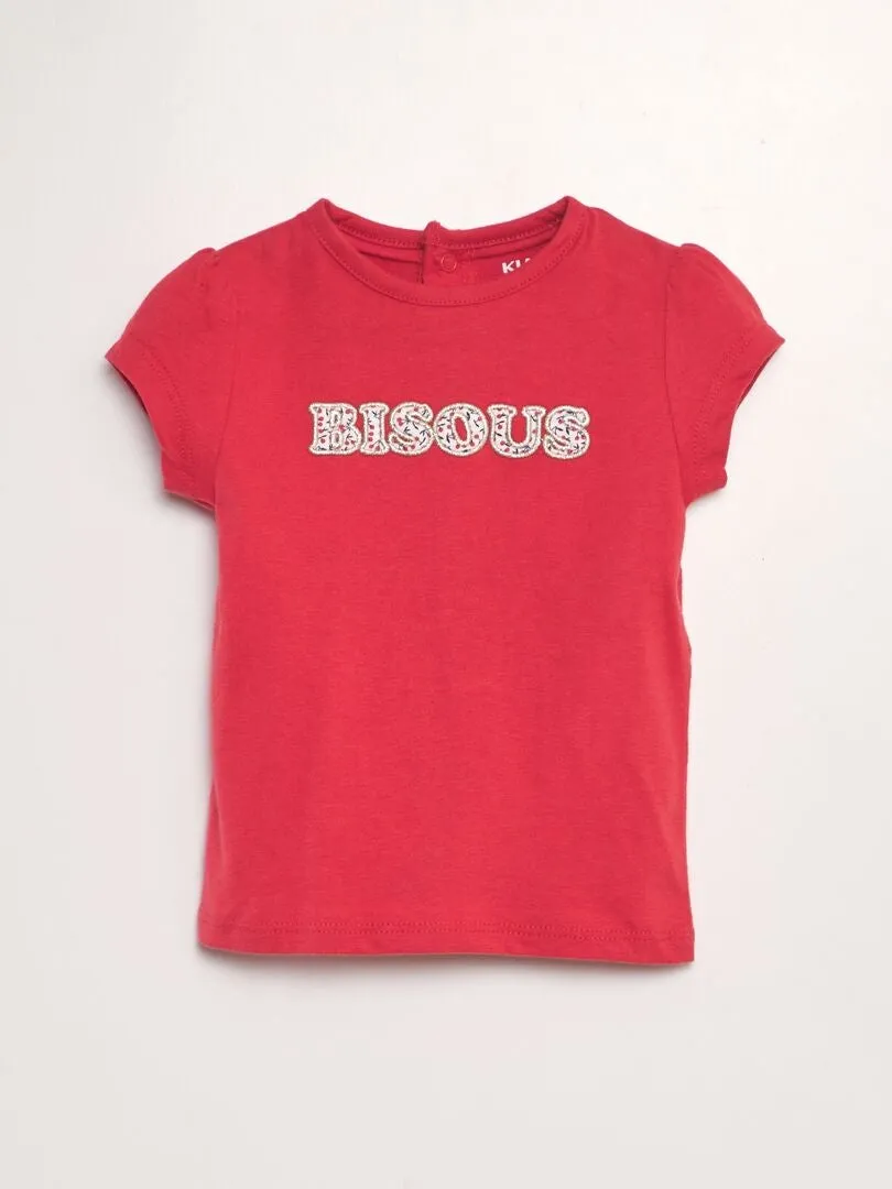 CAMISETA ESTAMPADA DE MANGA CORTA  ROJO