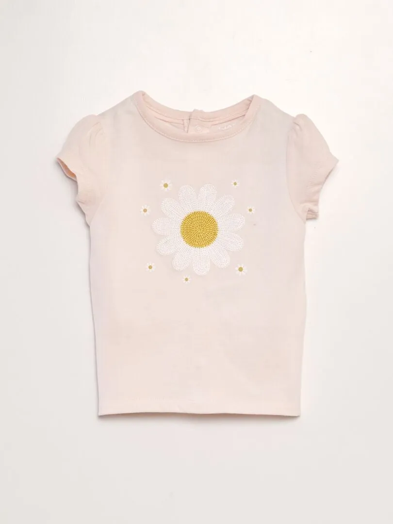 CAMISETA ESTAMPADA DE MANGA CORTA  ROSA