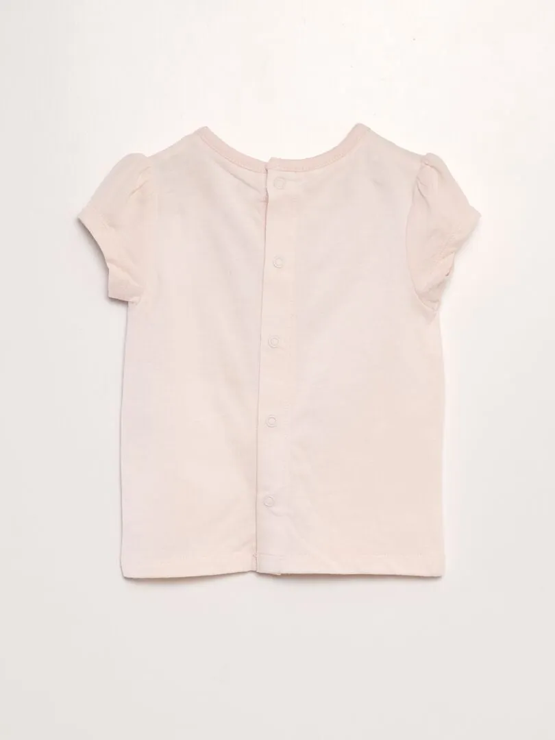 CAMISETA ESTAMPADA DE MANGA CORTA  ROSA