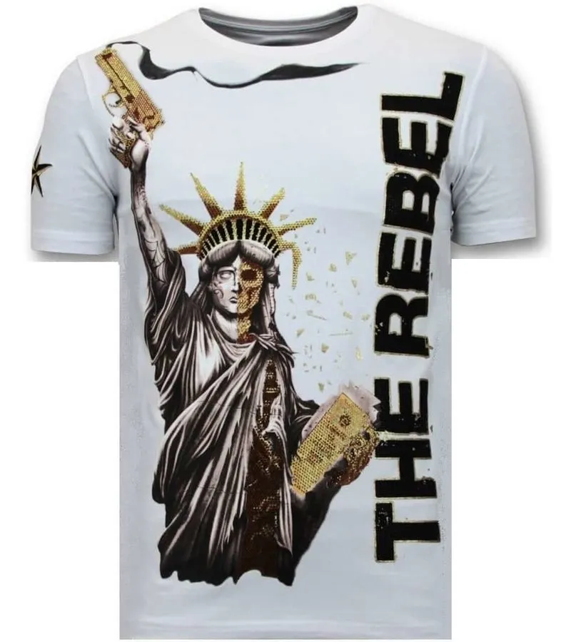 CAMISETA EXCLUSIVA DE LOS HOMBRES  EL REBELDE  BLANCO