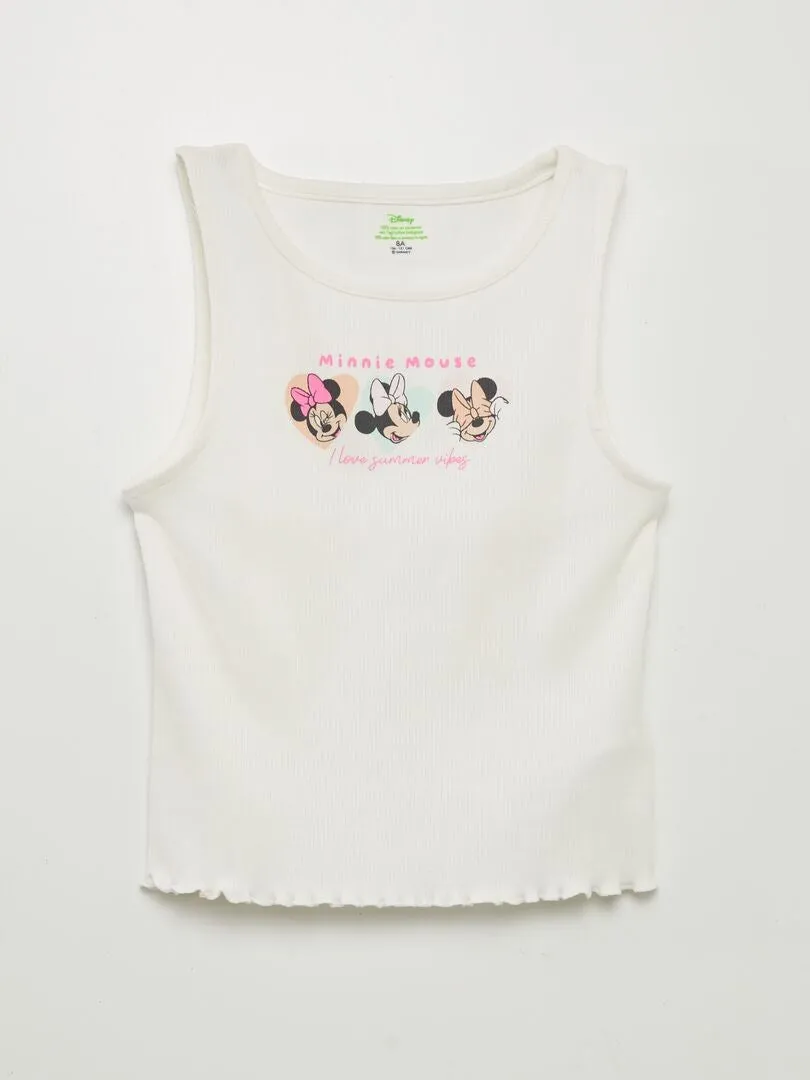 CAMISETA SIN MANGAS DE CANALé CON VOLANTES EN EL BORDE 'MINNIE'  BLANCO