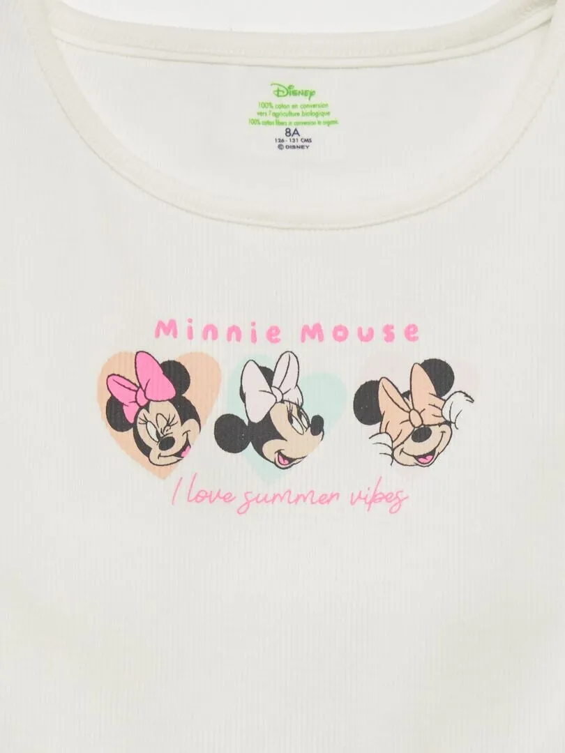 CAMISETA SIN MANGAS DE CANALé CON VOLANTES EN EL BORDE 'MINNIE'  BLANCO