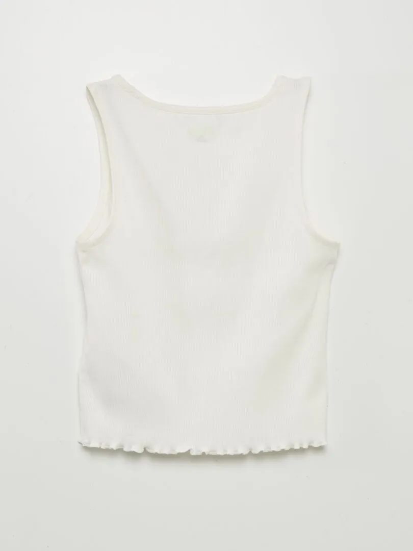 CAMISETA SIN MANGAS DE CANALé CON VOLANTES EN EL BORDE 'MINNIE'  BLANCO