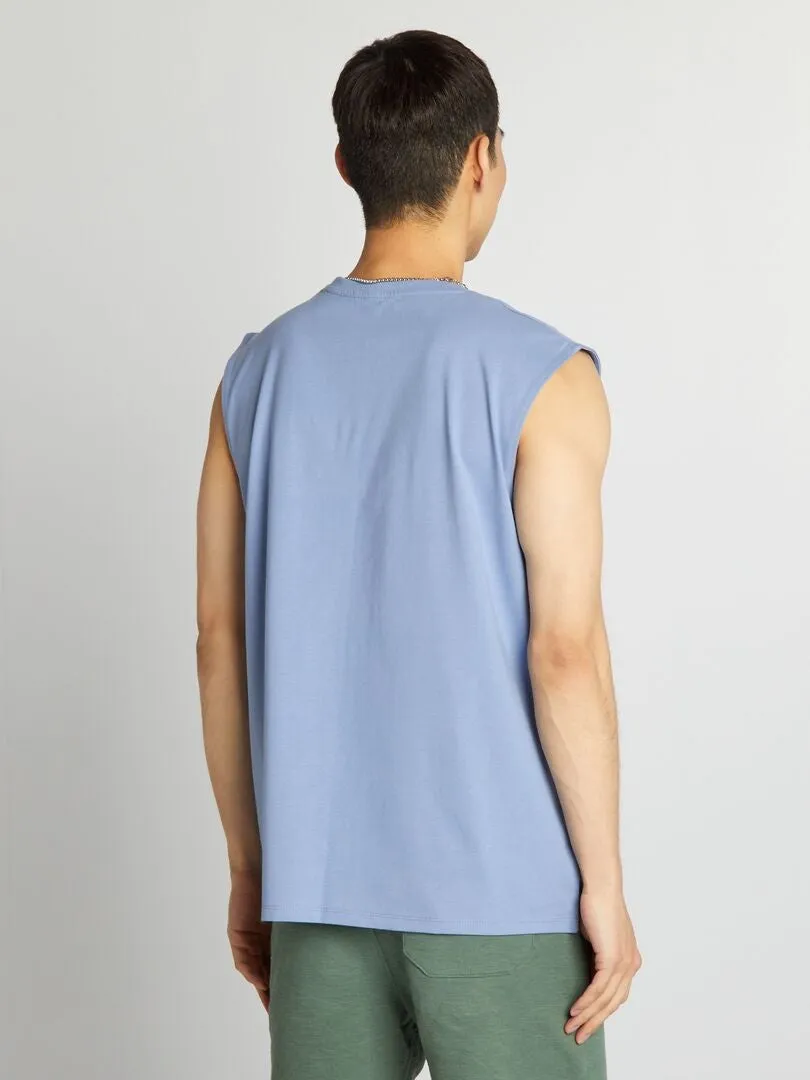 CAMISETA SIN MANGAS DE PUNTO LISO  AZUL