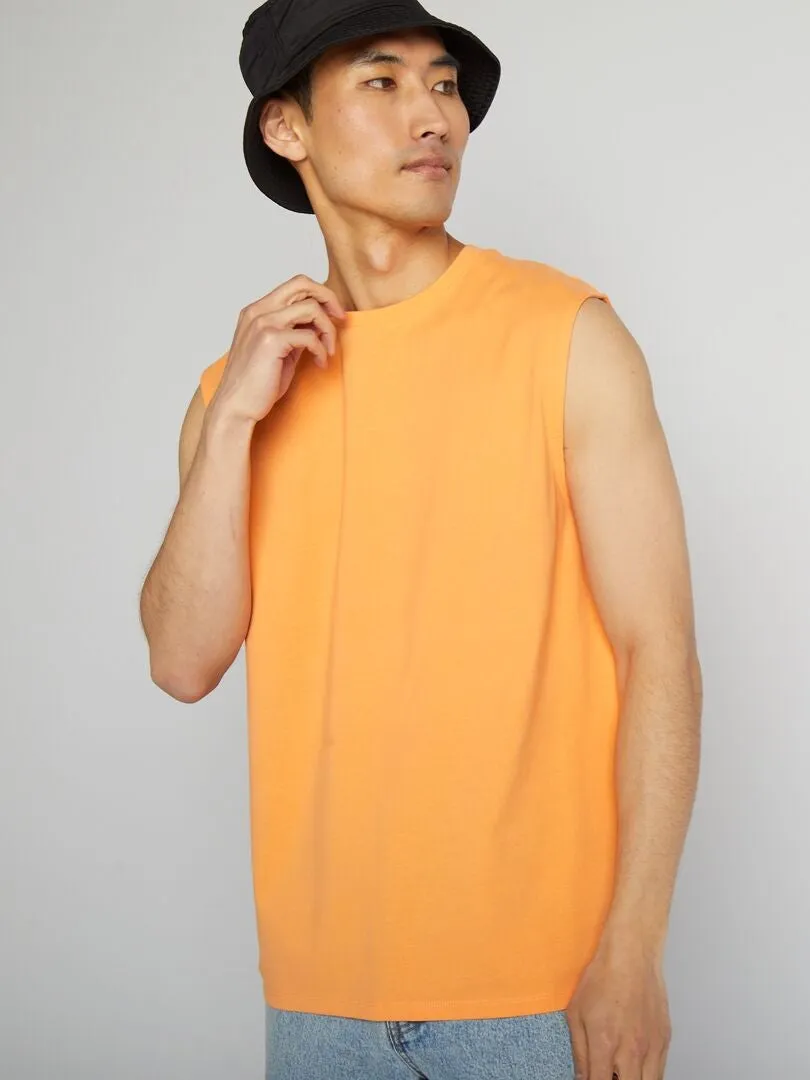 CAMISETA SIN MANGAS DE PUNTO LISO  NARANJA