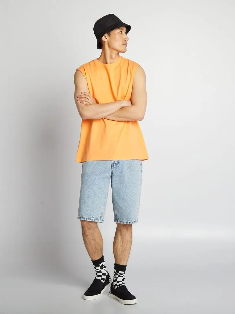 CAMISETA SIN MANGAS DE PUNTO LISO  NARANJA