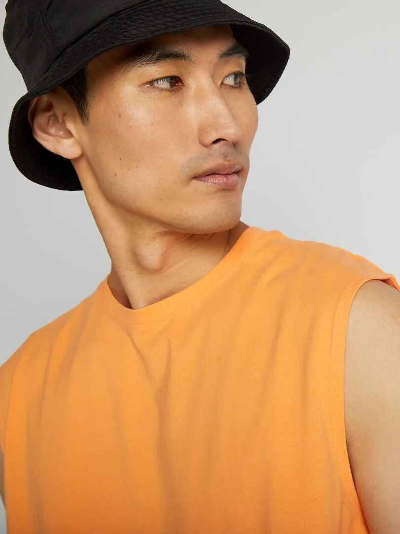CAMISETA SIN MANGAS DE PUNTO LISO  NARANJA