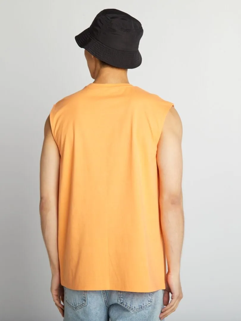 CAMISETA SIN MANGAS DE PUNTO LISO  NARANJA