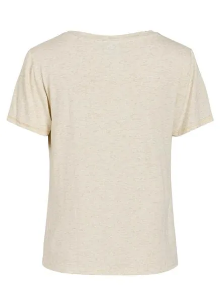 CAMISETA VILA VINOELLA VNECK BEIGE PARA MUJER