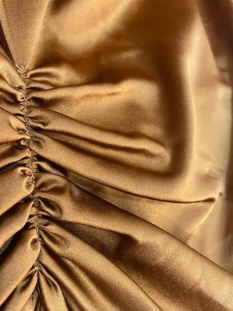 CAROLINE CONSTAS Vestido Mini Monique Seda Bronce