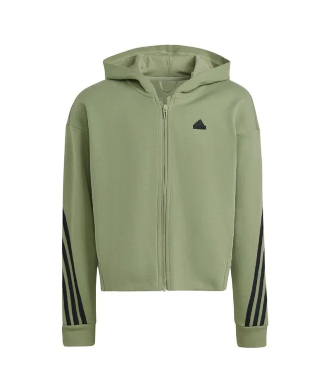 Chaqueta adidas Future Icons 3 Bandas Cotton Fullzip Hoodie Niña Verde