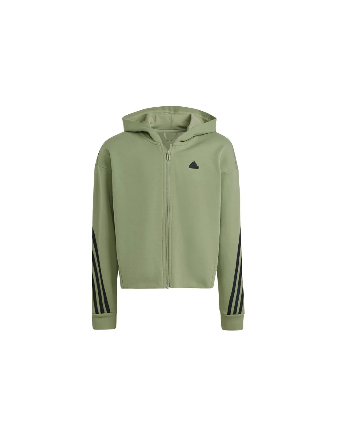 Chaqueta adidas Future Icons 3 Bandas Cotton Fullzip Hoodie Niña Verde