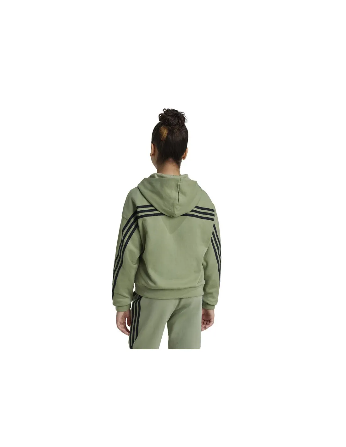 Chaqueta adidas Future Icons 3 Bandas Cotton Fullzip Hoodie Niña Verde