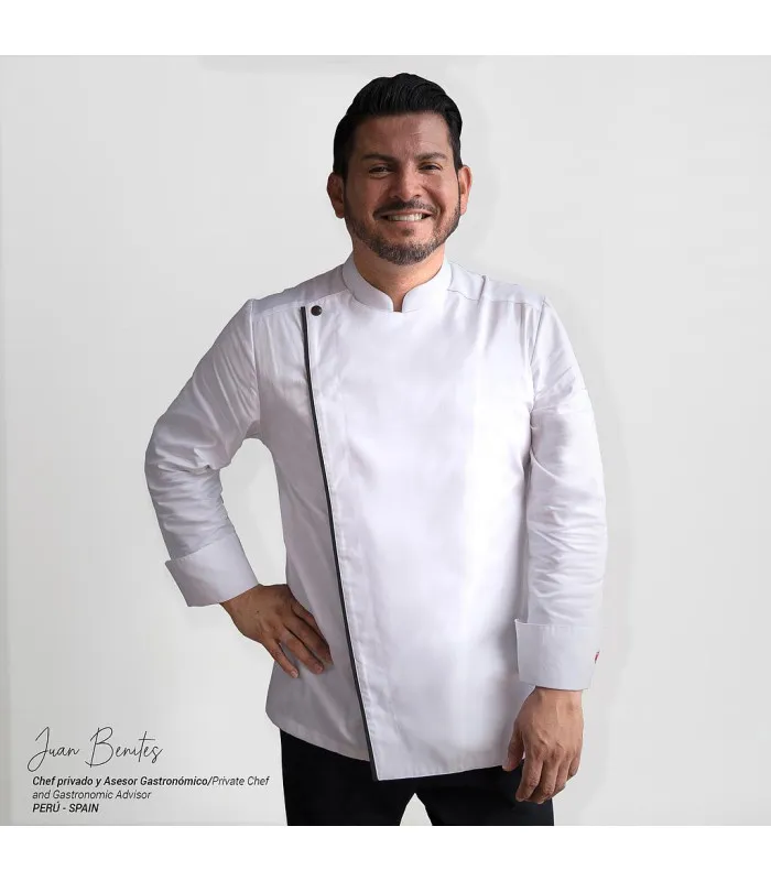 Chaqueta Gastrochef con cuello Mao y botones ocultos Unisex ATON UNIFORMES GARY'S 930005