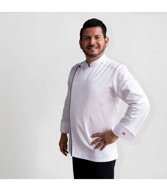 Chaqueta Gastrochef con cuello Mao y botones ocultos Unisex ATON UNIFORMES GARY'S 930005
