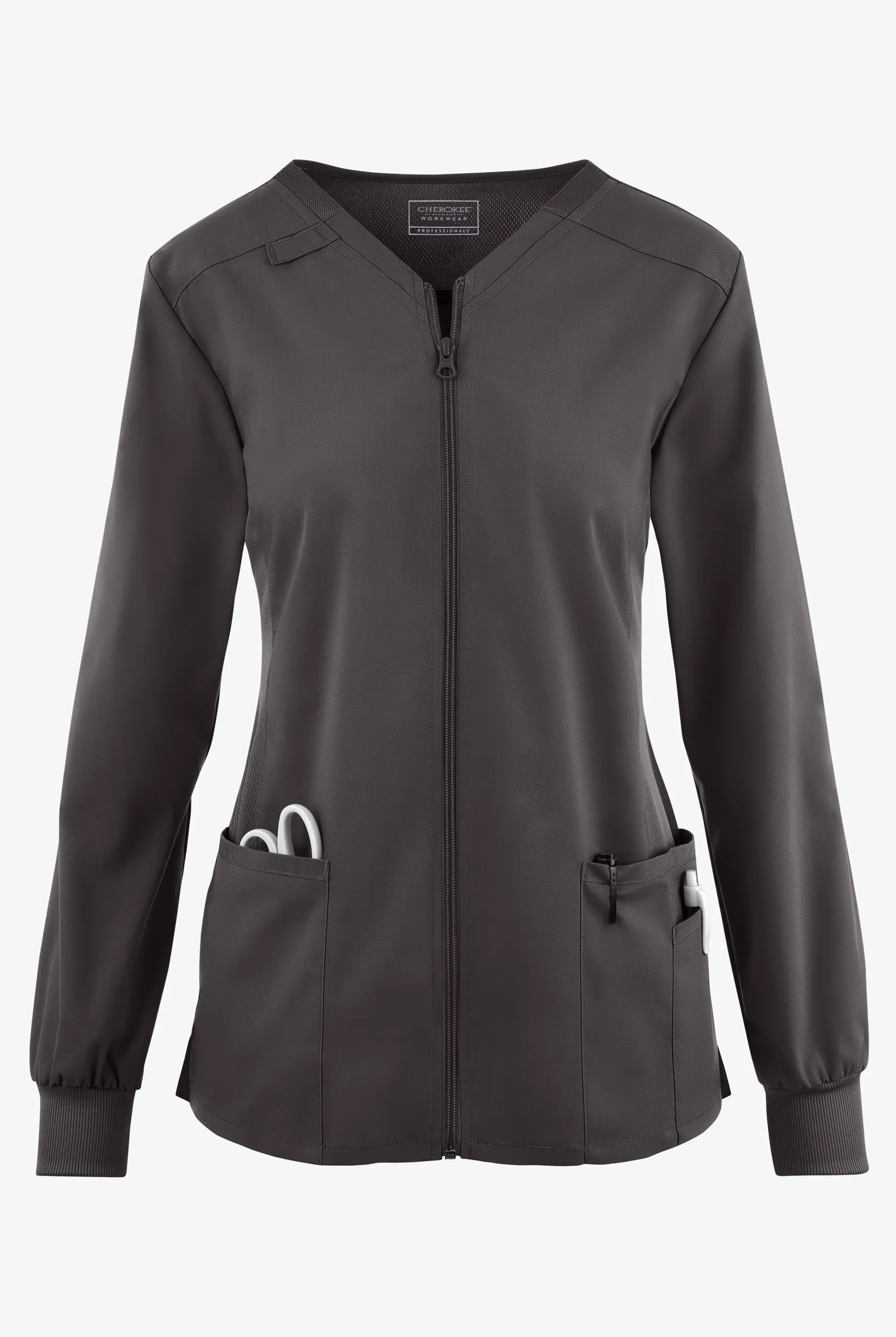Chaqueta médica Cherokee Workwear Professionals Active STRETCH con cremallera y 4 bolsillos para mujer