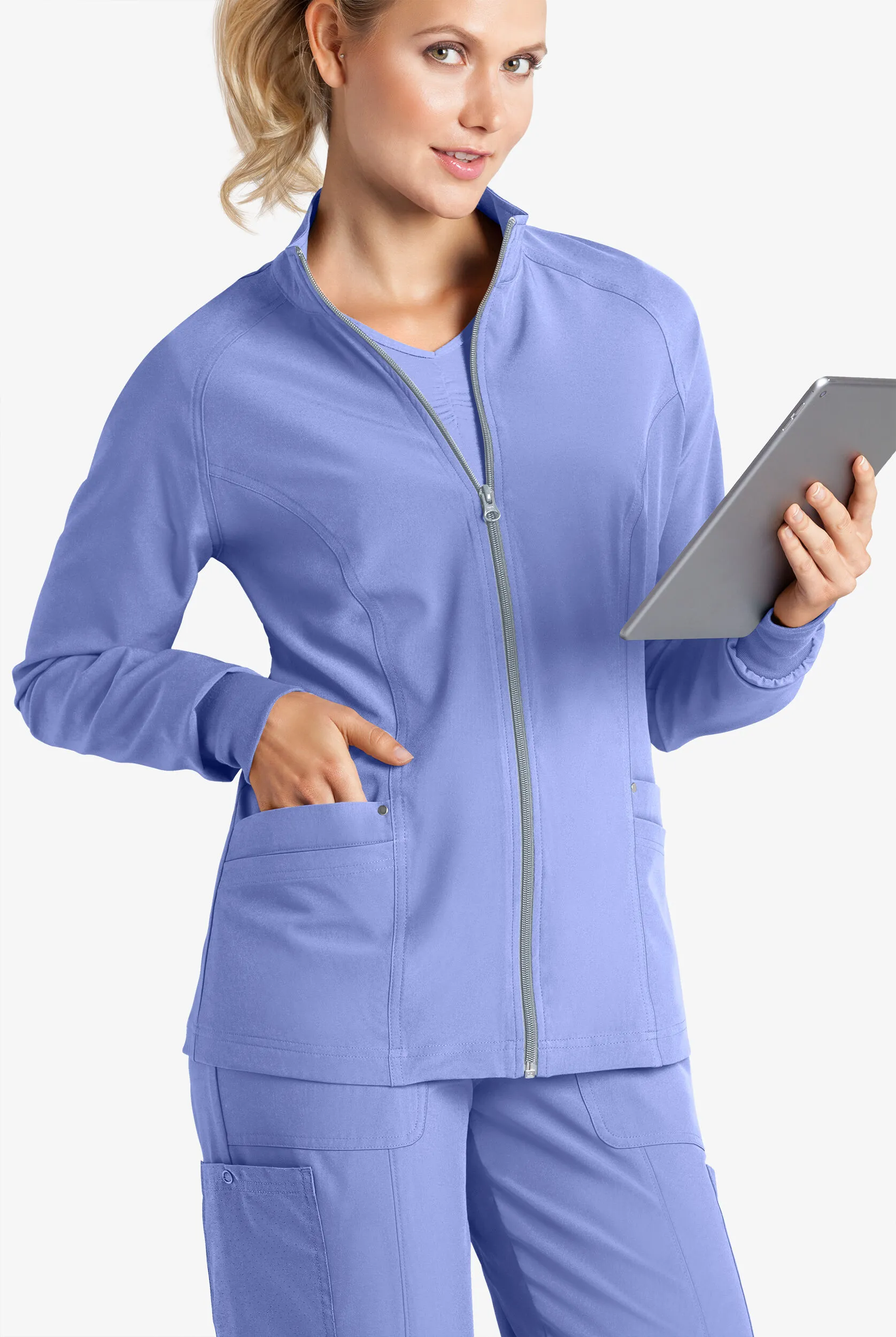 Chaqueta médica Easy STRETCH Zadie con mangas raglán con 4 bolsillos para mujer
