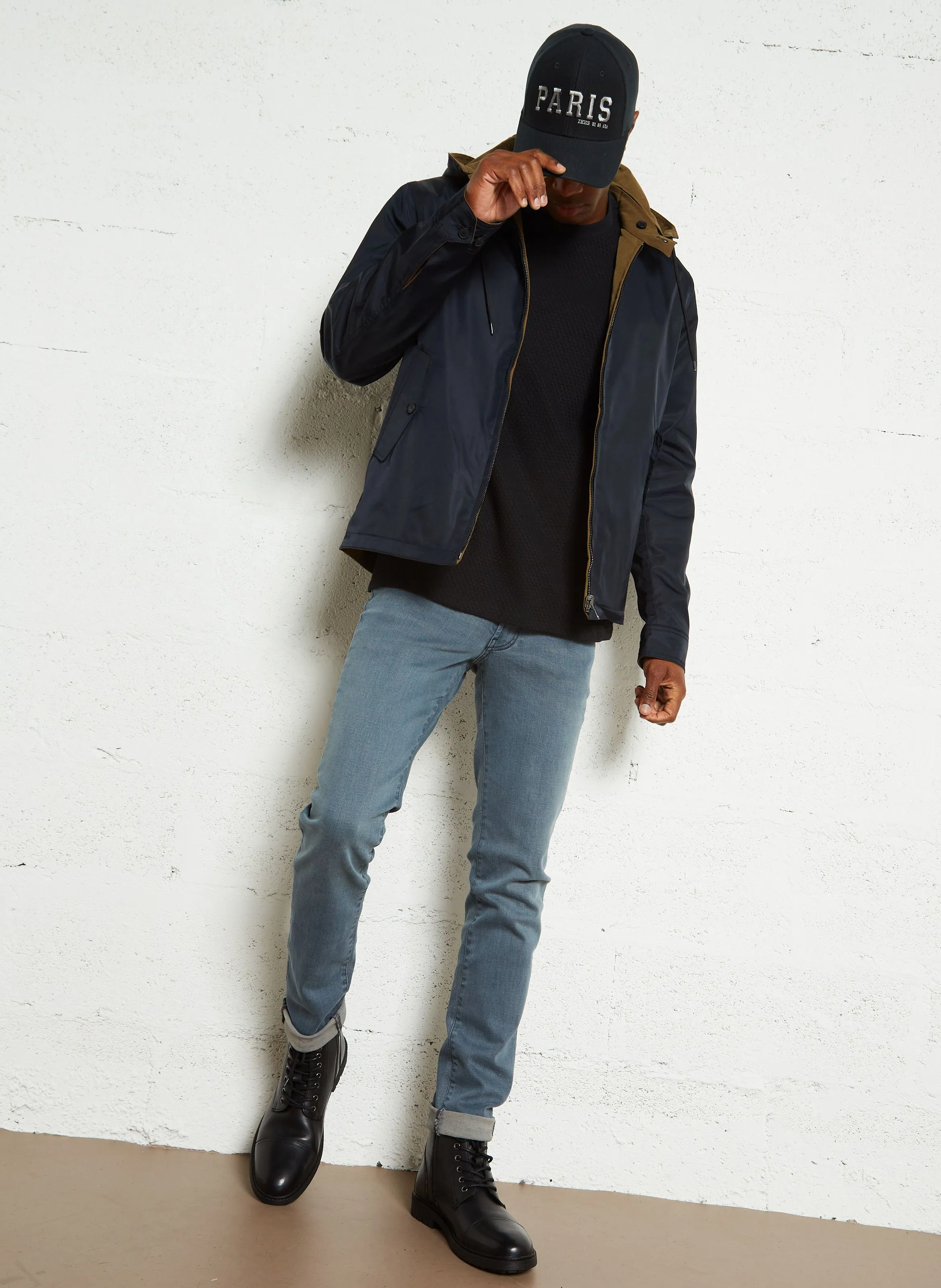 Chaqueta recta reversible en azul