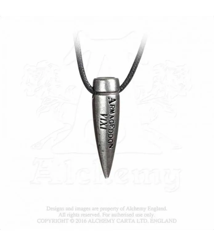 Colgante bala WW1 grabado cordon ajustable Armageddon P778 by Alchemy