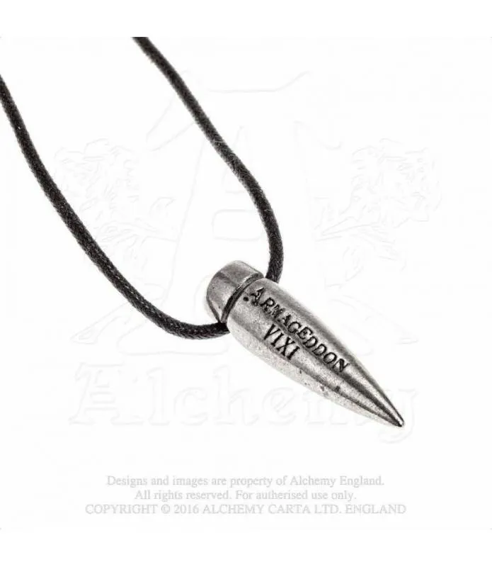 Colgante bala WW1 grabado cordon ajustable Armageddon P778 by Alchemy