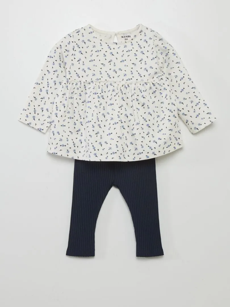 CONJUNTO DE CAMISETA + LEGGING ESTAMPADO 2 PIEZAS  BLANCO