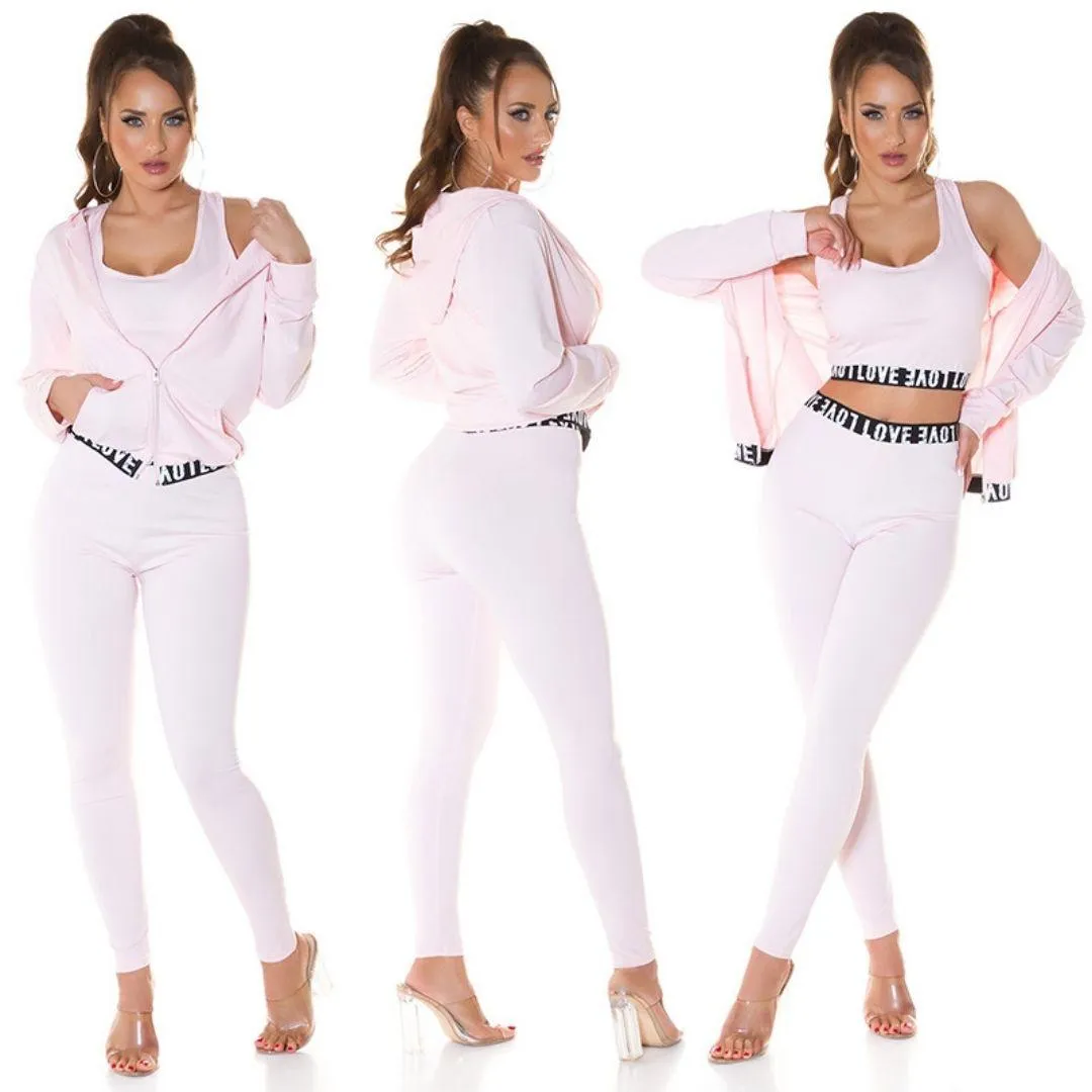 Conjunto deportivo de tres piezas Rosa