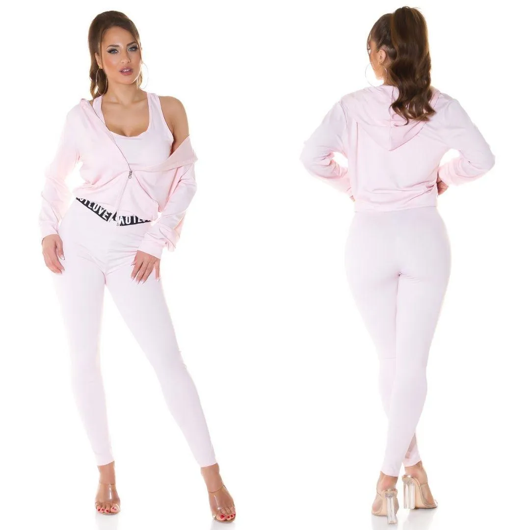 Conjunto deportivo de tres piezas Rosa