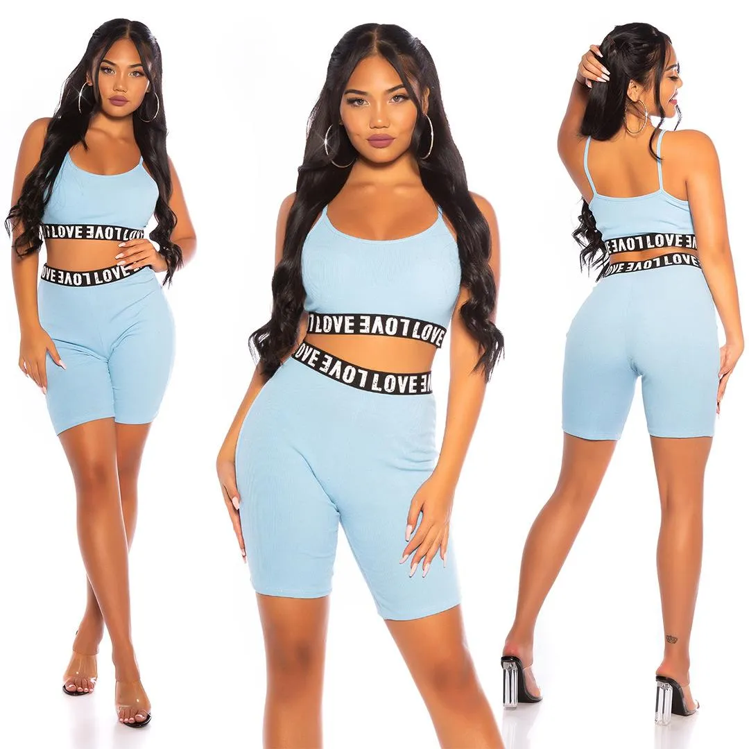Conjunto deportivo impresiones LOVE azul