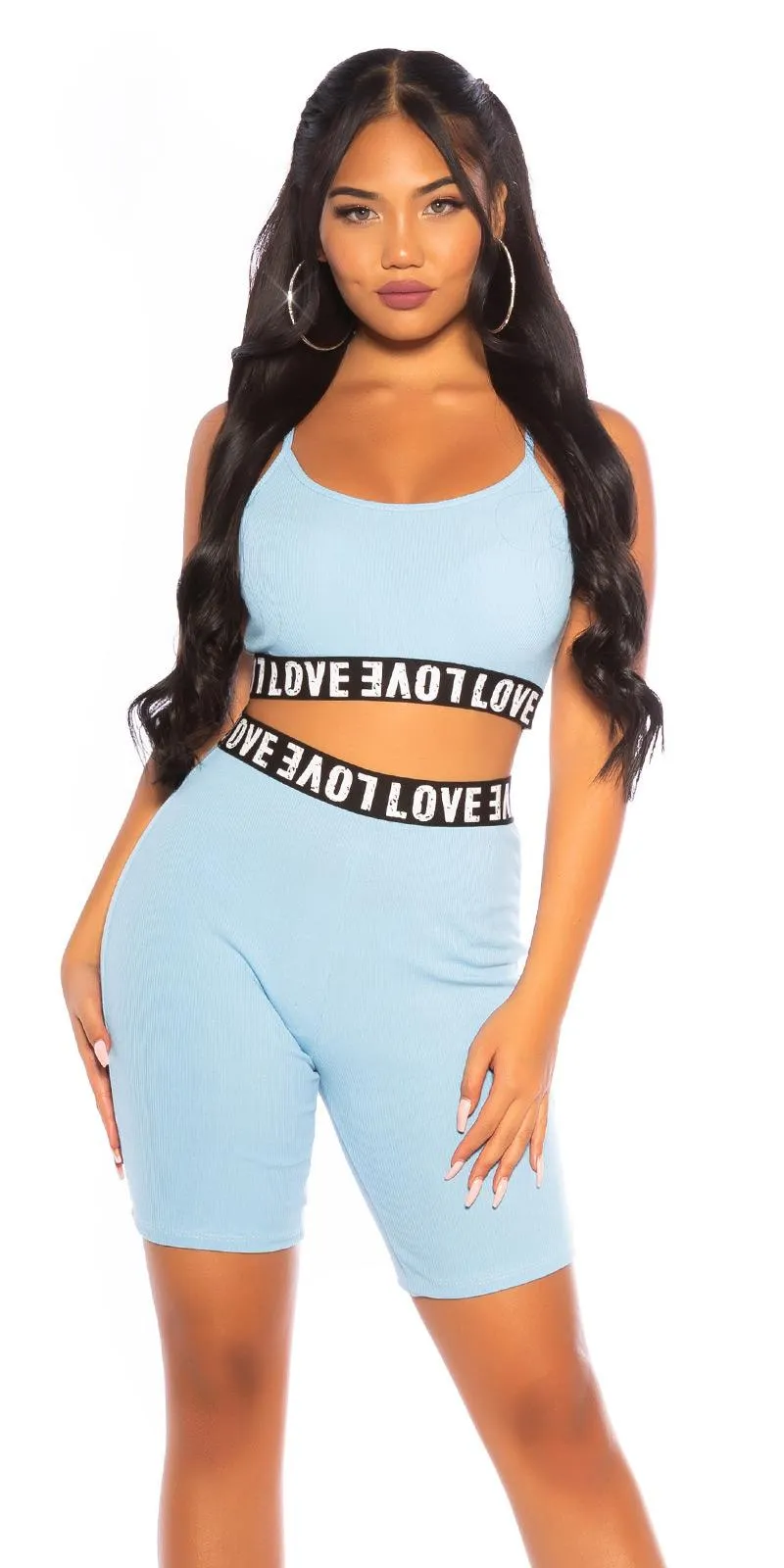 Conjunto deportivo impresiones LOVE azul