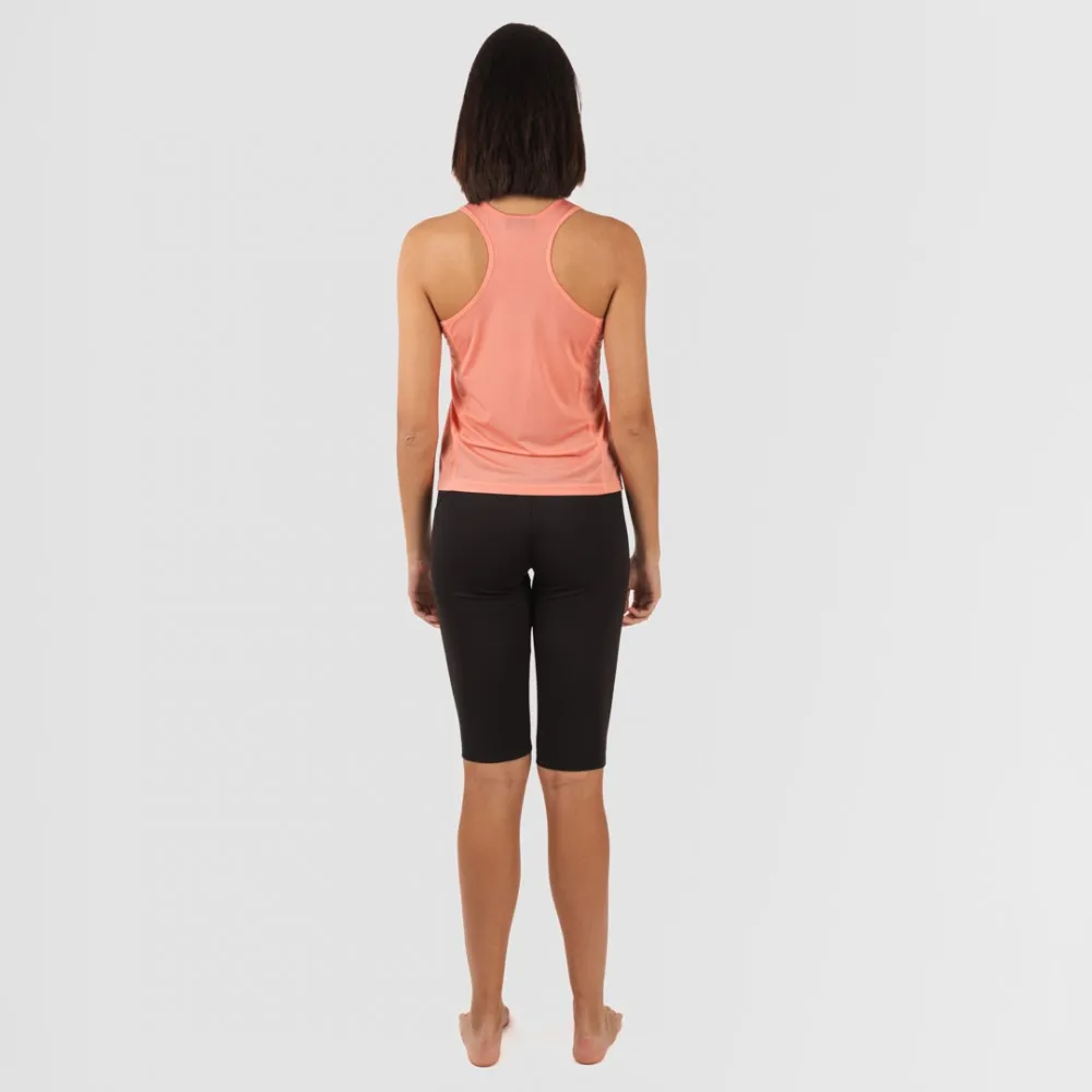 CONJUNTO DEPORTIVO LEGGINGS CORTO MUJER NARANJA  NEGRO