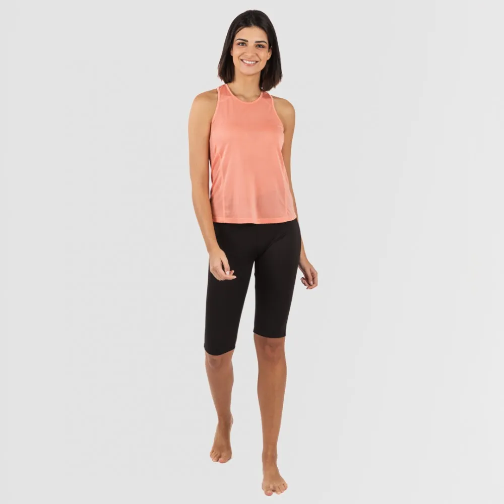 CONJUNTO DEPORTIVO LEGGINGS CORTO MUJER NARANJA  NEGRO