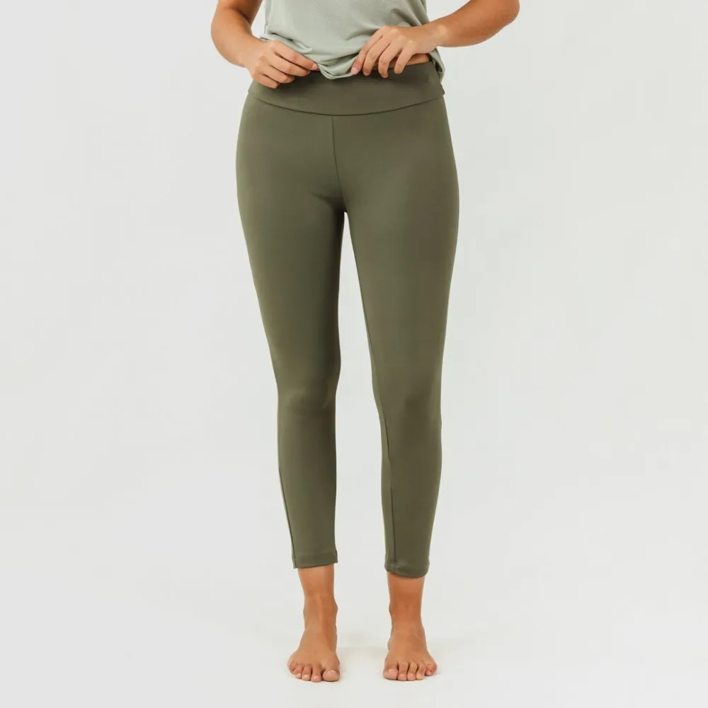 Conjunto deportivo leggings largo mujer verde hoja/cacería