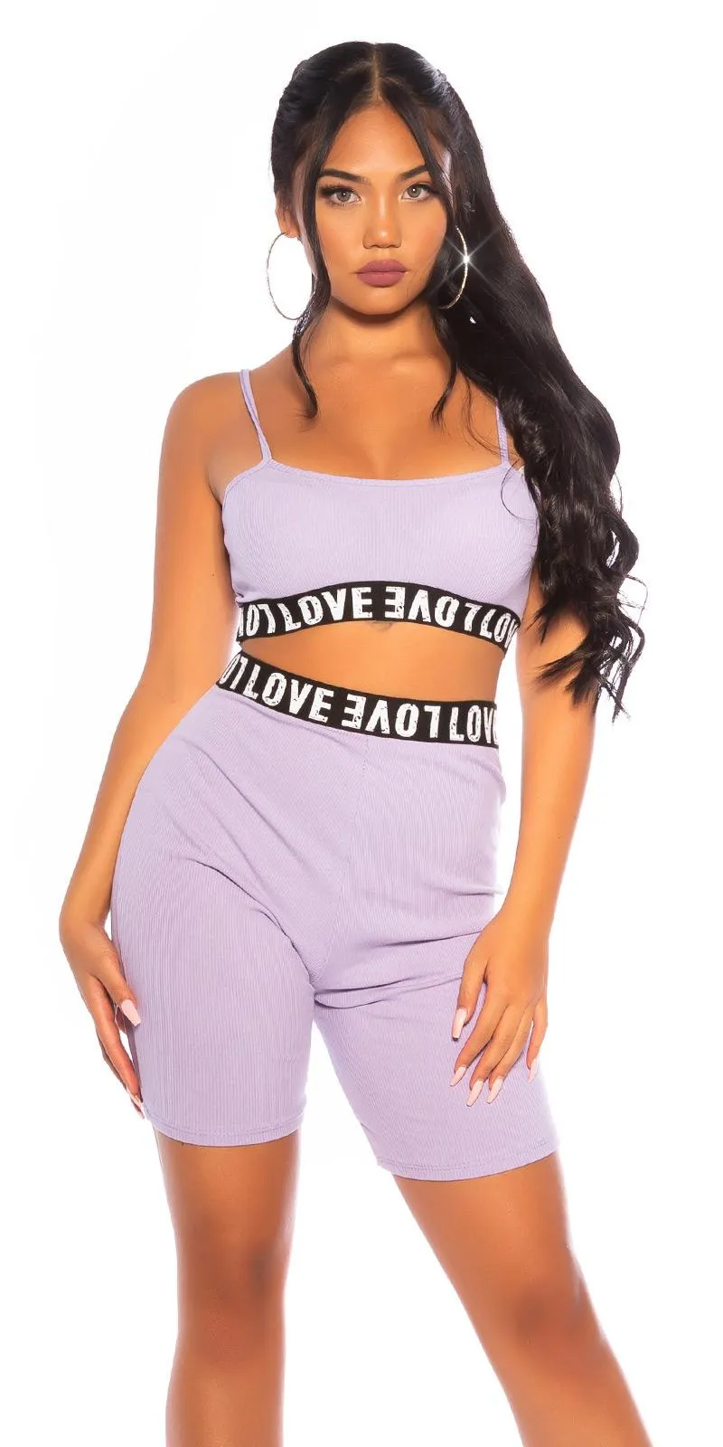 Conjunto deportivo lila impresiones LOVE