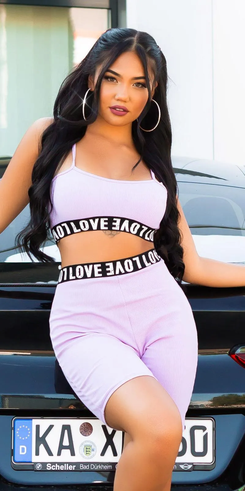 Conjunto deportivo lila impresiones LOVE