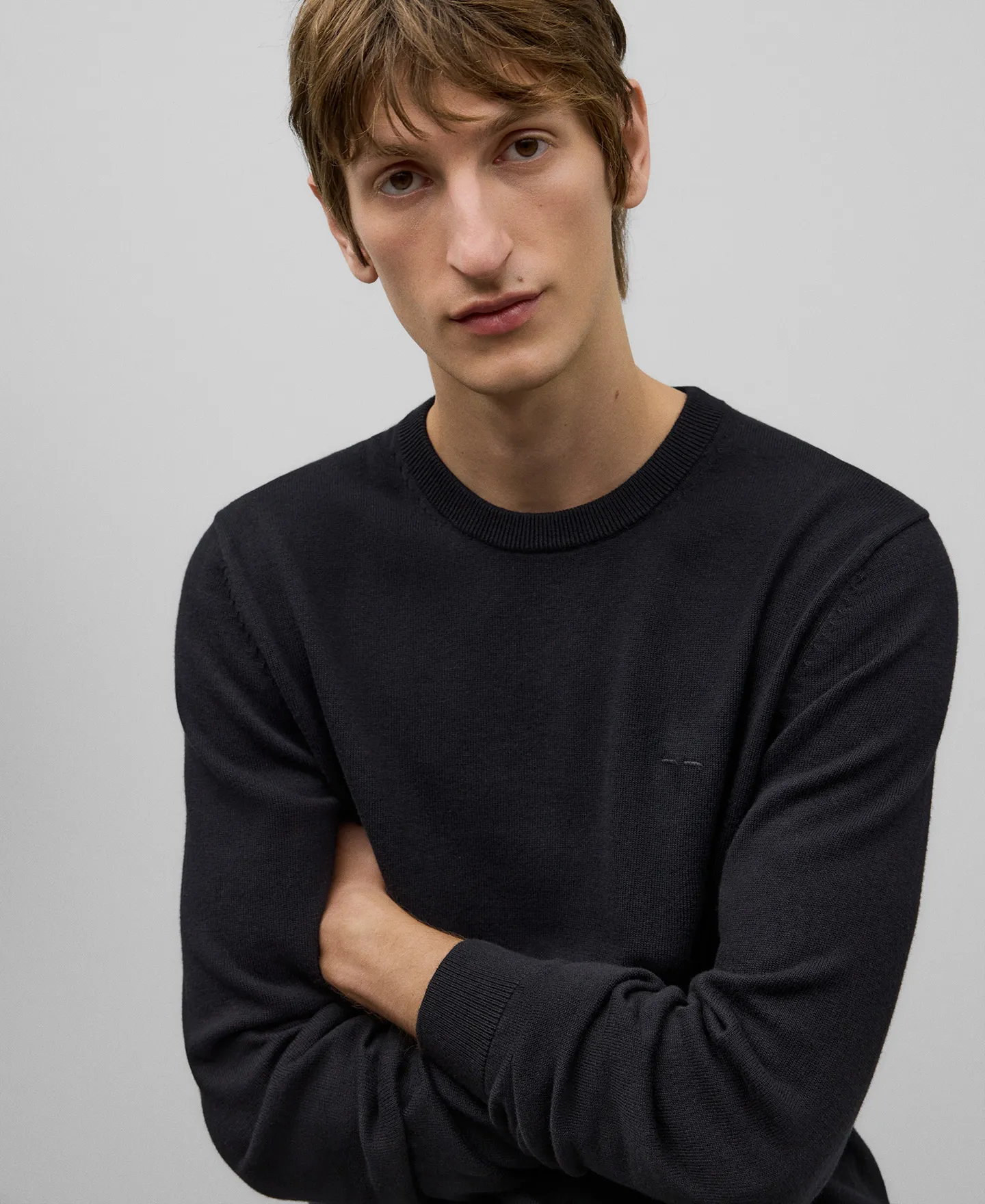 Crew neck cotton wool sweater man