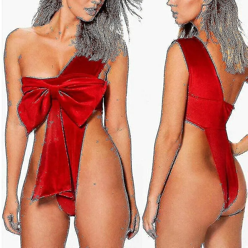 Damas Ropa Interior Sexy Nudo Travieso Cuerpo Lazo Lencería Outfit Día de San Valentín Navidad
