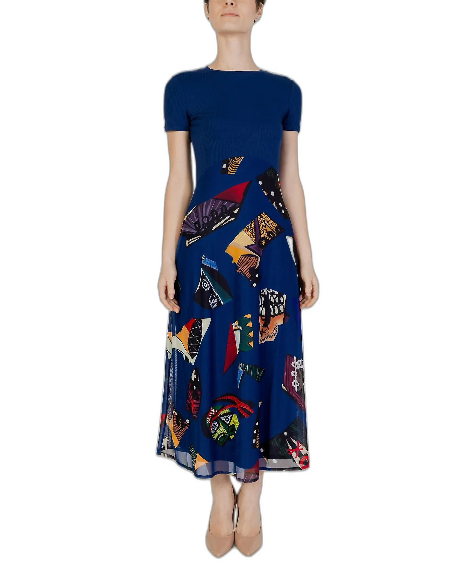 Desigual Coloured Short Sleeve Round Neck Dress