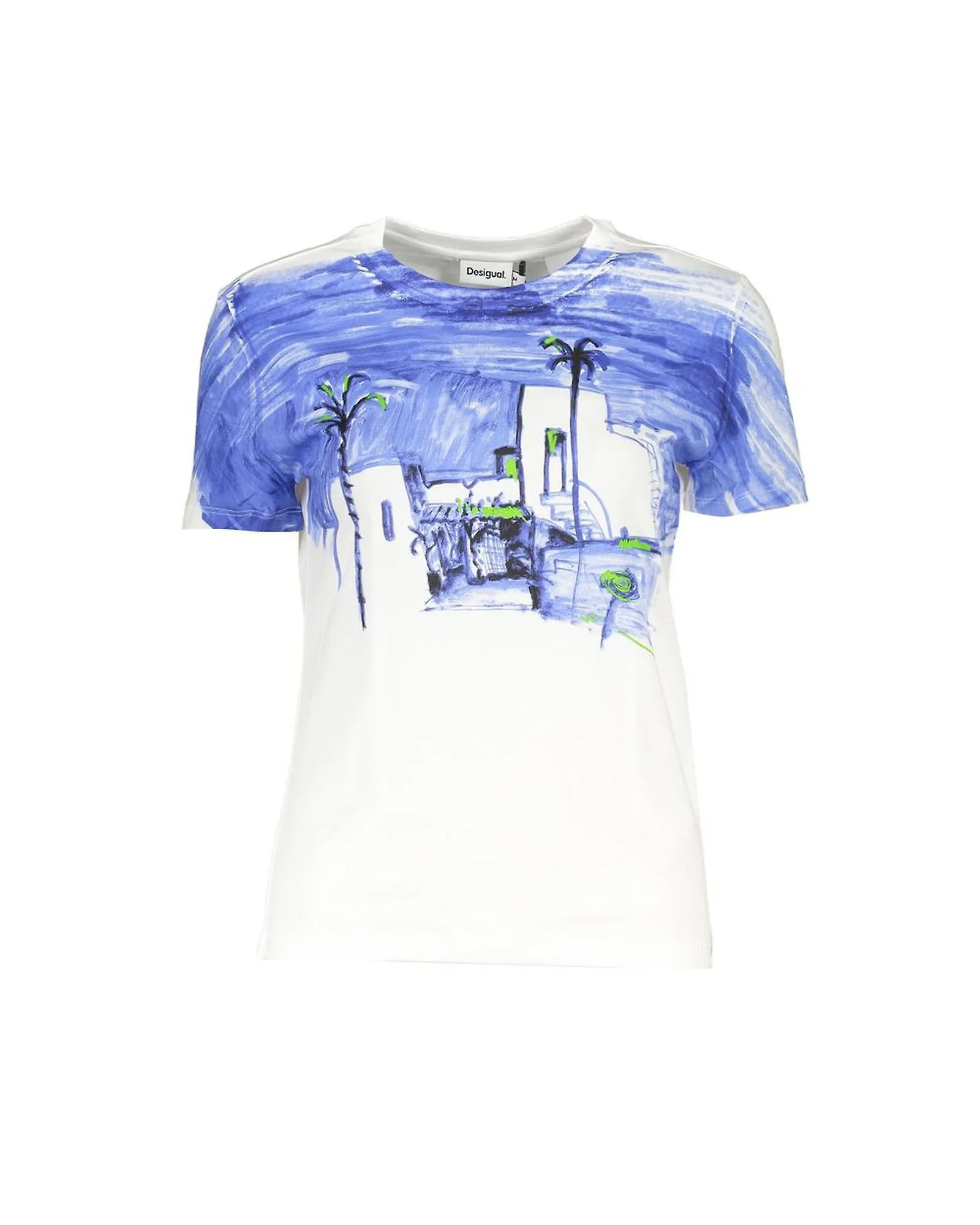 DESIGUAL ORGANIC COTTON CREW NECK TSHIRT WITH PRINT