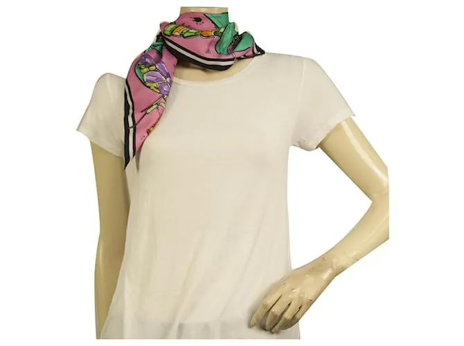 Dsquared2 Dsquared 2 Pañuelo cuadrado de seda multicolor con estampado de bichos enjoyados 