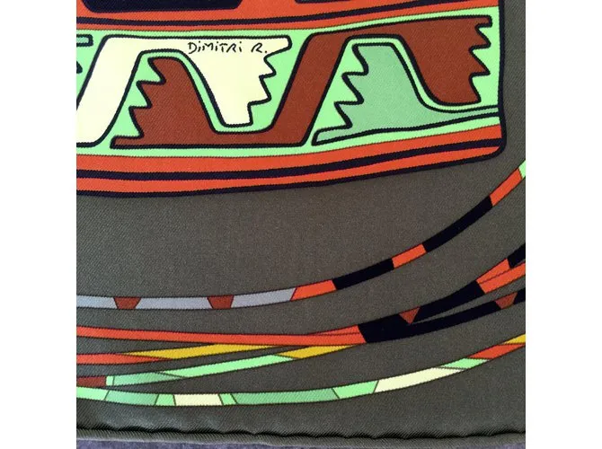 Hermès Bufandas de seda Verde 