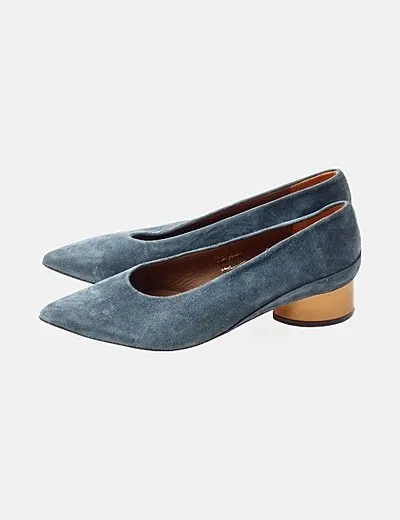 Hoss Intropia Zapatos peep toe azul petróleo