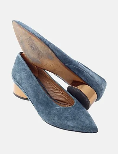 Hoss Intropia Zapatos peep toe azul petróleo