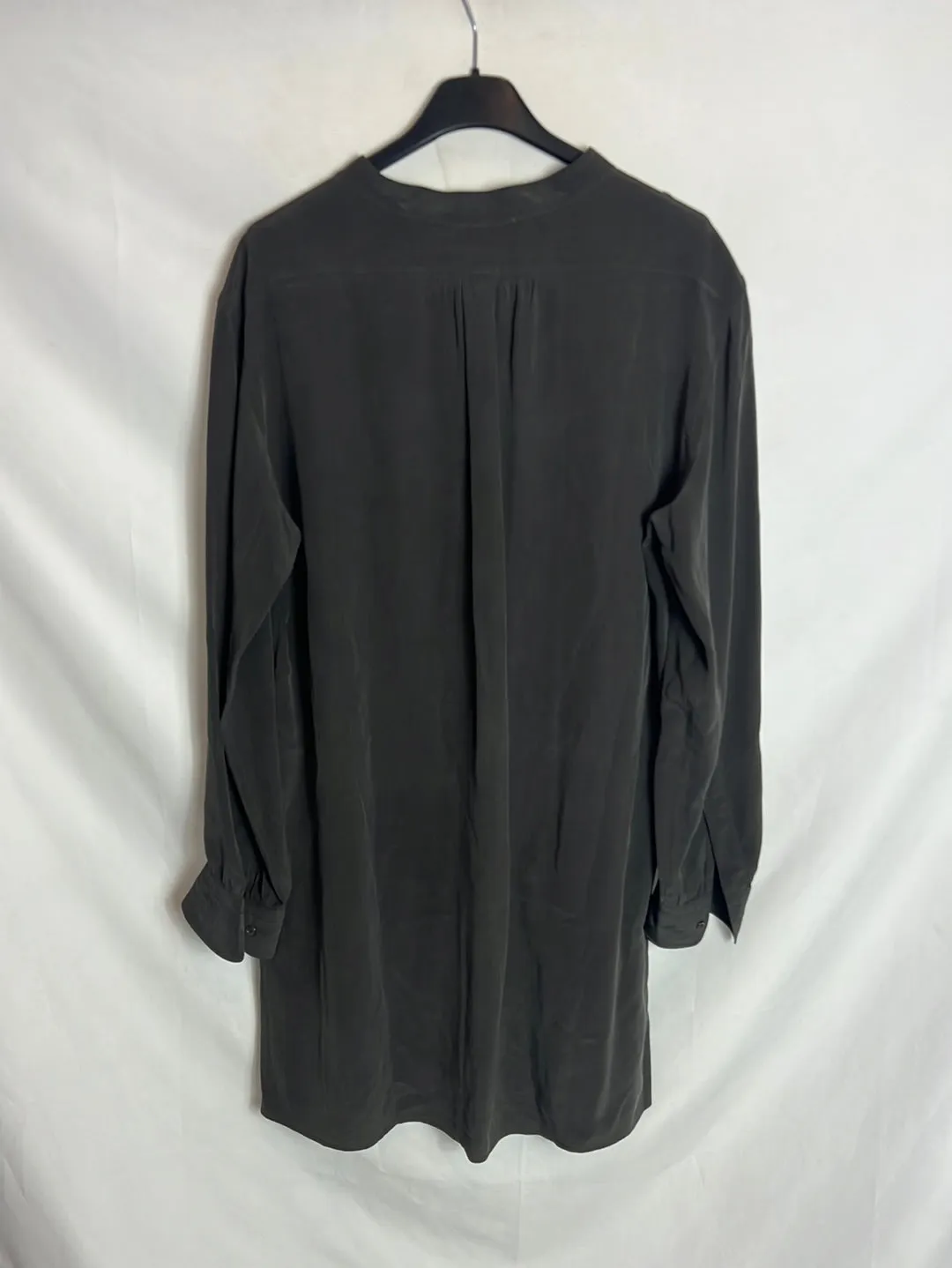 ISABEL MARANT. Vestido corto gris seda. T1(S)