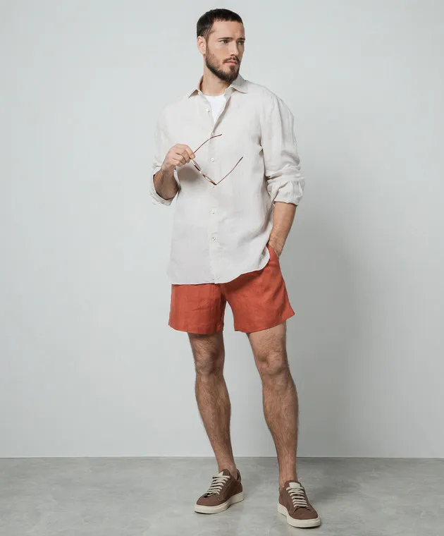 ISAIA Beige linen shirt